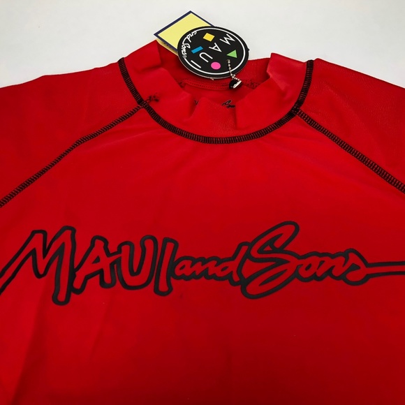 Maui & Sons Swim Mens Maui Sons Upf5 Rash Guard Swim Surf Shirt